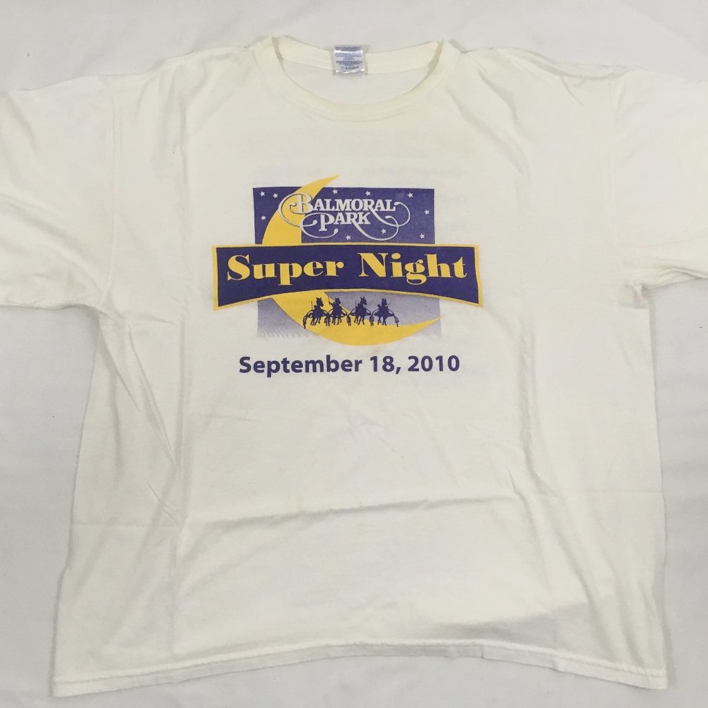 * Balmoral Park white Gildan teeshirt size XL, vintage 2010